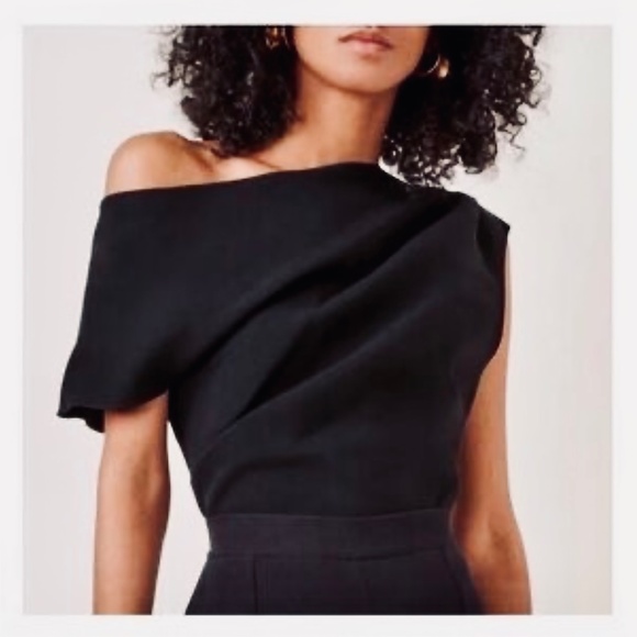 Acler Thistle Gathered One-Shoulder Crepe Top Black XS - Picture 2 of 8